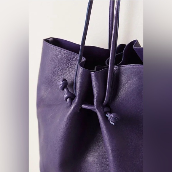 Free People Head Over Heels Leather Tote, Purse, Blackberry, Purple - Picture 2 of 5